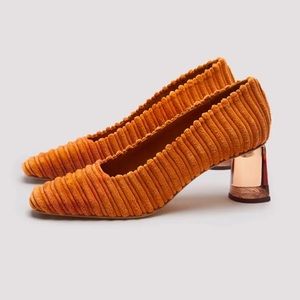 Miista Asian red squash cord lucite heel